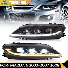 Black 2003-2006 Mazda 6 Mazda6 Hatchbackwagon Led Halo Drl Projector Headlights