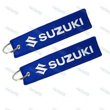 For Suzuki Double Sided Embroidered Key Tag Keychain Cell Holders Key Ring X2