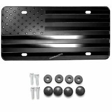 American Flag Car License Plate Tag Cover 3d Embossed Decor Us Universal Black