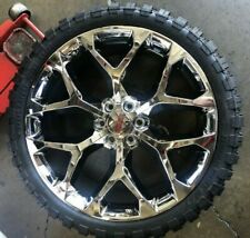 22 Chrome Snowflake Wheels With 33 Mt Tires Fit Sierra Yukon Escalade Tahoe