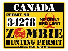 Canada Zombie Hunting Permit Decal Canadian Label Badge Funny Bumper Sticker