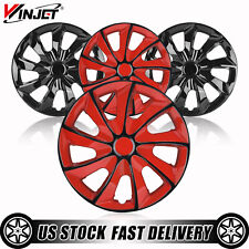 14-17 Set Of 4 Red Black Wheel Covers Snap On Hub Caps Fit R14-r17 Tirerim