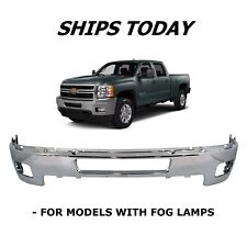 New Chrome Front Bumper For 2011-2014 Chevy Silverado 2500 3500 With Fog Lamps