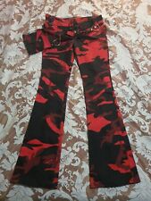 Vintage 90s Y2k Lip Service Red Camo Lace Up Punk Goth Pants Petite 30 Waist