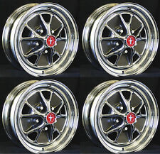New Mustang Style Styled Steel Gt Wheels 15 X 7 Set Of Complete W Caps Nuts