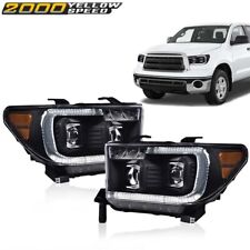 2x Black Led Tube Projector Headlights Fit For Toyota 07-13 Tundra 08-17 Sequoia