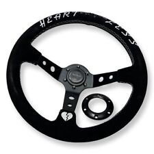 350mm 3deep Dish 6-bolt Steering Wheel Black Suede Heartless Limited Edition