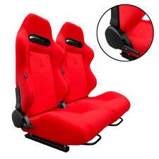 Pair Tanaka Red Cloth Racing Seats Reclinable W Sliders For Honda