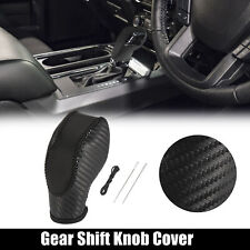 Car Faux Leather Gear Shift Knob Cover For Ford Focus Carbon Fiber Pattern Black