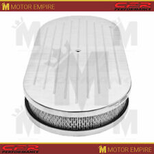 For Chevy Ford 19 Oval Polished Al Air Cleaner Ball Milled With Paper Filter