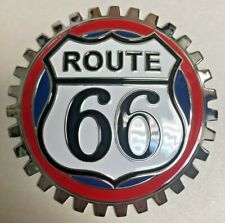 New Vintage Route 66 Cartruck Grill Grille Badge- Chromed Brass- Great Gift