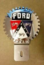 New Vintage Ford Crest License Plate Topper- Chromed Brass- Great Gift Item