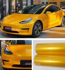 50ft Yellow Entire Car Wrap Pearl Glossy Sparkle Metal Vinyl Sticker Air Free Ax
