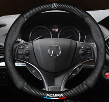 38cm 15 Steering Wheel Cover Faux Leather For Acura Carbon Fiber Black