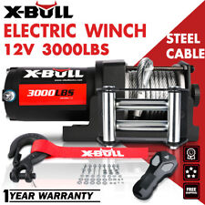 X-bull 12v 3000lbs Electric Winch Atv Utv Steel Cable Towing Truck Off Road 4wd