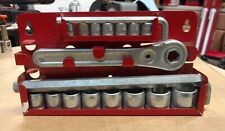 Vintage Indestro No. 1454 Socket Set With Wall Mount Rack Made In Usa Incomplete