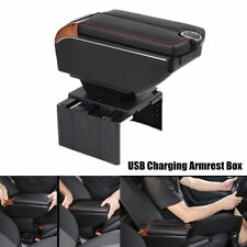 1x Car Dual Opening Armrest Box Central Console 7-usb Charging Cup Mount Storage