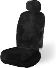 Black Genuine Sheepskin Seat Cover Universal Fit Car Full Seat Furry Cover