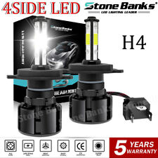 2x H4 9003 4-sides Led Headlight Hilo Beam Conversion Kit 2400w 390000lm Bulbs