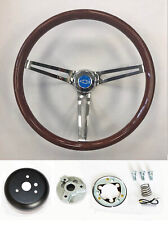 Blazer C10 C20 C30 Pick Up Chrome Wood Steering Wheel Blue Bowtie 15 High Gloss