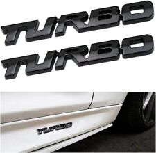 2pcs 3d Turbo Logo Black Metal Logo Car Sticker Badge Emblem Decal Accessories