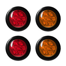 4x 2 Inch Round Red Amber Side Marker Clearance Led Trailer Truck Rv Lights 12v