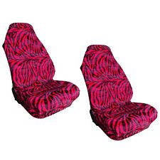 New Red Zebra Animal Print High Back Seat Covers For Cars Suvs Vans - Front Pair