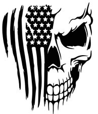 American Flag Fishing Hunting Skull Vinyl Window Decal Sticker