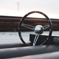 15 Steering Wheel With Chrome Spokes Deep Dish Dark Wood W Rivets