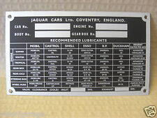 Jaguar E-type Ser 1 Mk2 S-type 420 Mk10 420g Alloy Repro Chassis Plate Jcp2