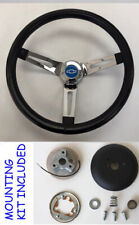 C10 C20 C30 Blazer Grant Black Steering Wheel Chrome Spoke 13 12 Blue Bowtie