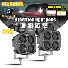 Pair 3 Inch Led Cube Pods Work Lights Bar Spot Fog Lamps Driving Offroad Atv Suv