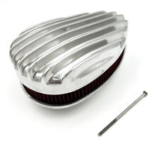 Polished 4 Barrel Fat Finned Aluminum Tear Drop Air Cleaner For 5-18 Carb