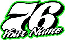 Racing Number Name Old School Custom Vinyl Decal Sticker 5x 8 Green Any 