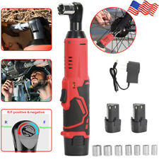 38 12electric Cordless Ratchet Wrench Impact Power Tool 2 Battery7 Sockets