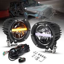 Auxbeam 4 Inch Led Spot Fog Light Pods Work Flood Driving Lamps W Drl For Jeep