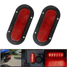 2 Red 6 Oval Trailer Lights 6 Led Stop Turn Tail Truck Sealed W Grommet Plug