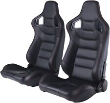 Racing Seat Universal Black Leather Reclinable Bucket Sport Seatset Of 2