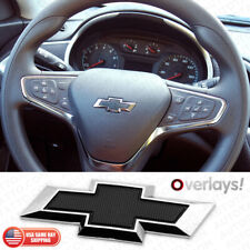 Chrome Black Steering Wheel Bowtie Overlay Chevy Silverado 14-24 Emblem Badge