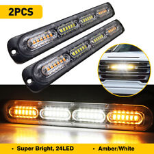 Car Amberwhite Led Strobe Flash Light 24 Led Police Warning Flashing Lamp Dc12v