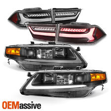 For 04-08 Acura Tsx Led Light Tube Drl Projector Headlights Tail Light Black