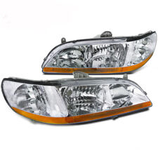 For 98-02 Honda Accord Cg 24 Door Chrome Housing Headlights W Amber Reflector