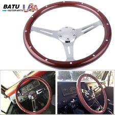 15 Inch Polished Real Wood Steering Wheel For Chevy Horn 6 Hole C10 Camaro