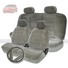 For Honda Premium Grade Grey Velour Fabric Car Seat Steering Covers Set