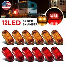 12pcs Marker Lights 2.5 Led Truck Trailer Oval Clearance Side Light Amber Red