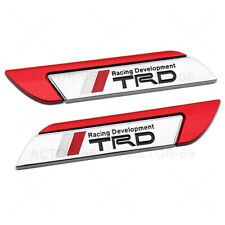 Set Trd Pro Racing Fender Badge Emblem Logo Side Marker For Toyota Sport Red