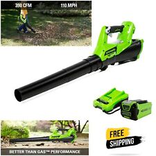 Greenworks 40v 110 Mph 390 Cfm Cordless Blower 2.5ah Battery And Charger