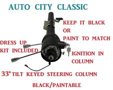 Street Rod Keyed Tilt Steering Column 33 Chevy Gm Black Painted Floor Shift