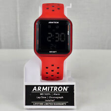 Armitron 408417redwm Red Square Digital Watch 165 Ft. Wr Alarm