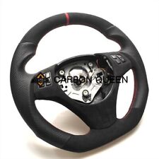 Full Leather Wsuede Steering Wheel For Bmw E90e92e82e87m3 W Red Stripe